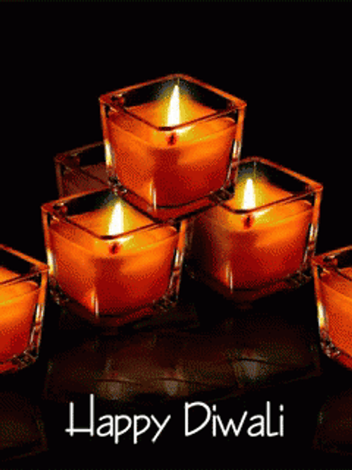 Happy Diwali Animated Candle GIF