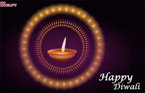 Happy Diwali Card With Candle GIF