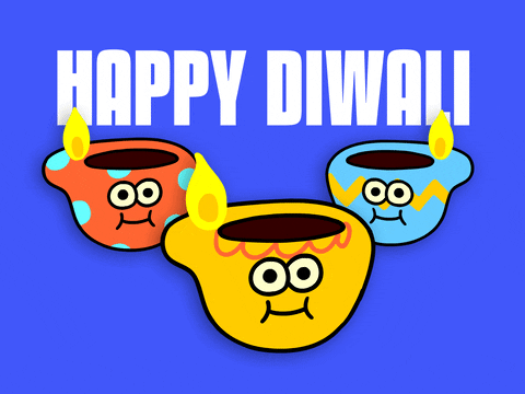 Happy Diwali Emoji Oil Lamps GIF