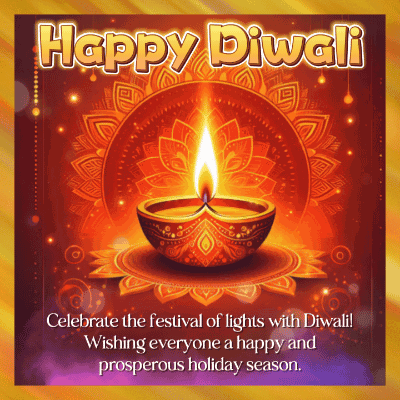 Happy Diwali Greeting Card With Candle GIF
