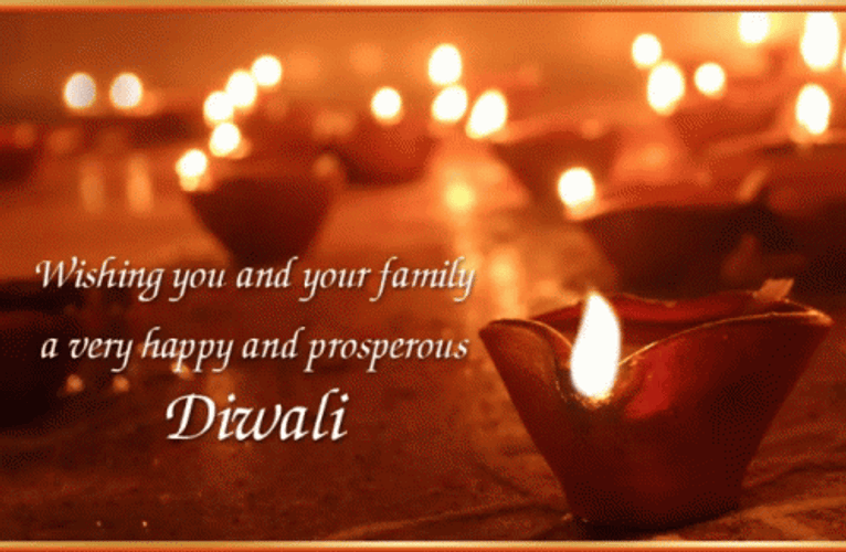 Happy Diwali Greetings With Oil Lamps GIF