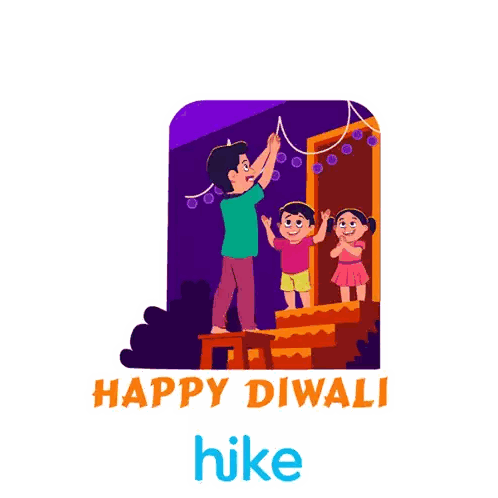 Happy Diwali Hike Poster with Man and Children