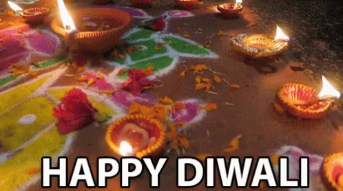 Happy Diwali Lighted Candles GIF