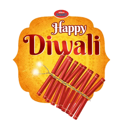 Happy Diwali Sign With Fireworks