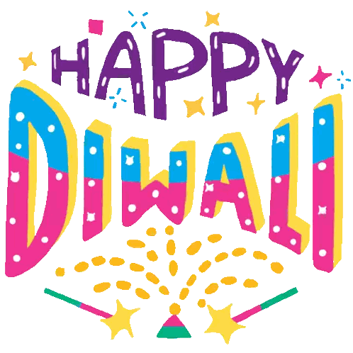 Happy Diwali Sign With Fireworks