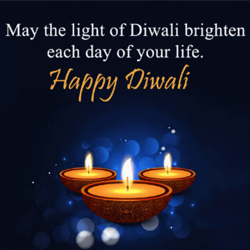 Happy Diwali Three Lamps Sparkling GIF