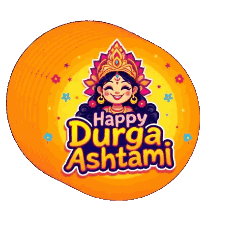 Happy Durga Ashtami Sticker With Smiling Woman