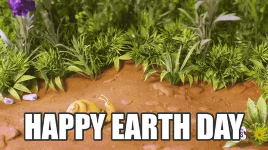 Happy Earth Day Butterfly Flowers GIF