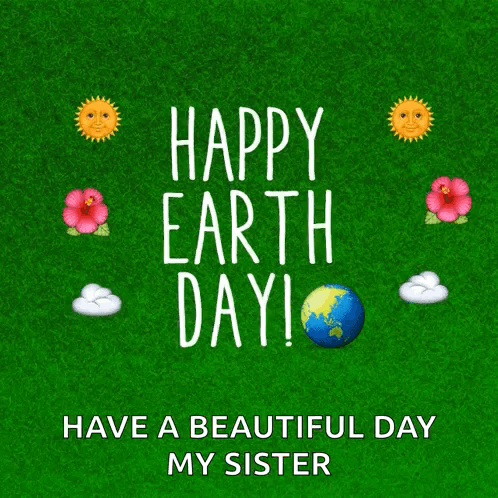 Happy Earth Day Card With Flowers And Suns