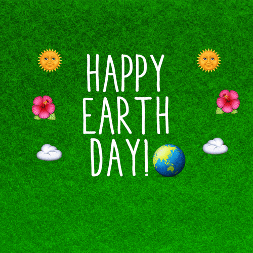 Happy Earth Day Sun Flower Clouds Emoji GIF