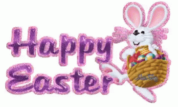 Happy Easter Bunny And Eggs GIF