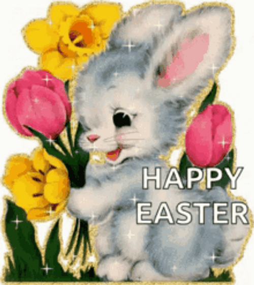Happy Easter Bunny Digital Art He Has Risen GIF