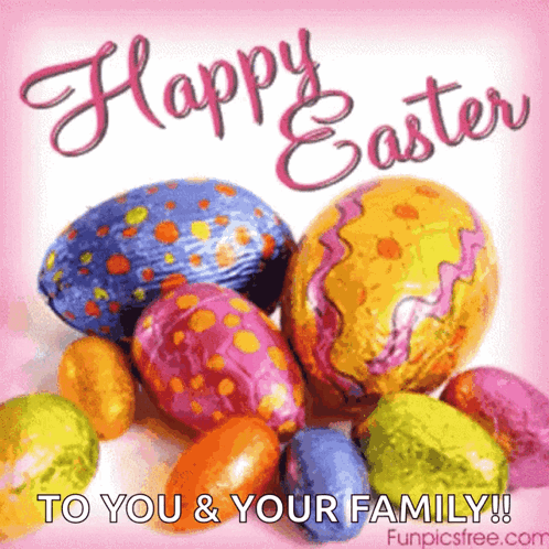 Happy Easter Family Card with Eggs