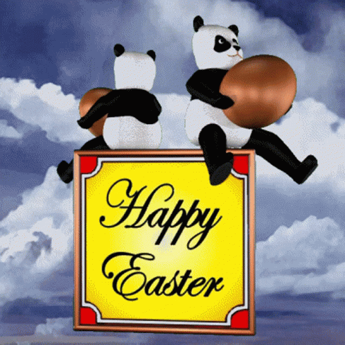 Happy Easter Funny Bears With Easter Eggs GIF