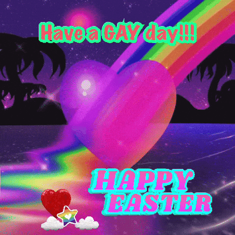 Happy Easter Greeting Card With Heart and Rainbow