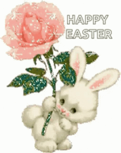 Happy Easter Sunday Pink Glittering Rose GIF