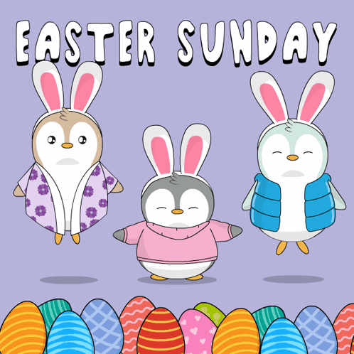 Happy Easter Sunday Three Jumping Bunny GIF