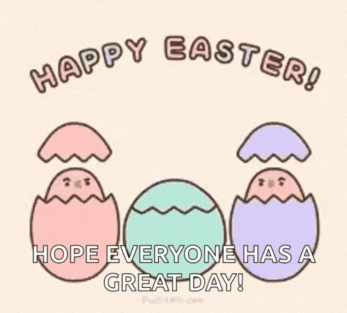 Happy Easter Three Eggs Coming Out Of Shells GIF