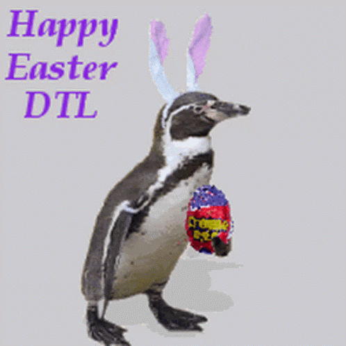 Happy Easter Walking Penguin GIF