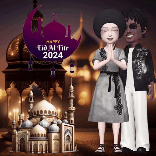 Happy Eid al Fitr 2024 Man and Woman