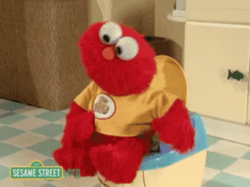 Happy Elmo Dancing On Toilet GIF