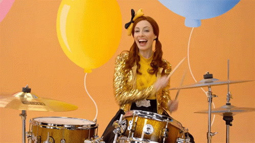 Happy Emma Watkins Playing Drum GIF