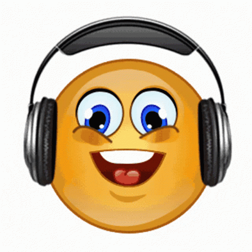 Happy Emoji Enjoys Headphones GIF