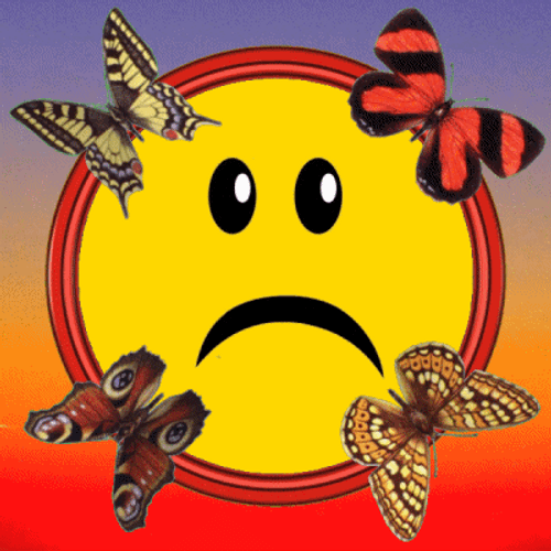 Happy Emoji Surrounded With Butterflies GIF