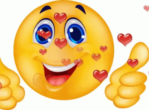 Happy Face Hearts Thumbs Up GIF
