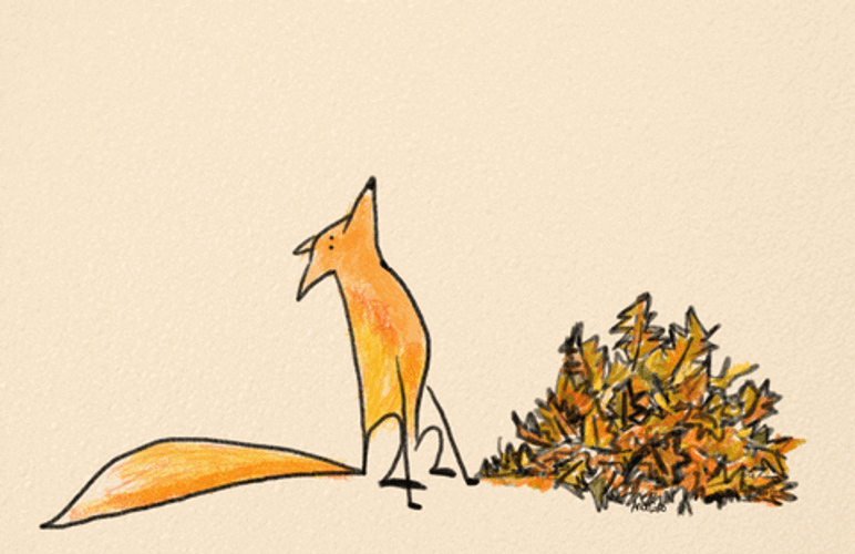 Happy Fall Fox With Falling Leaves GIF