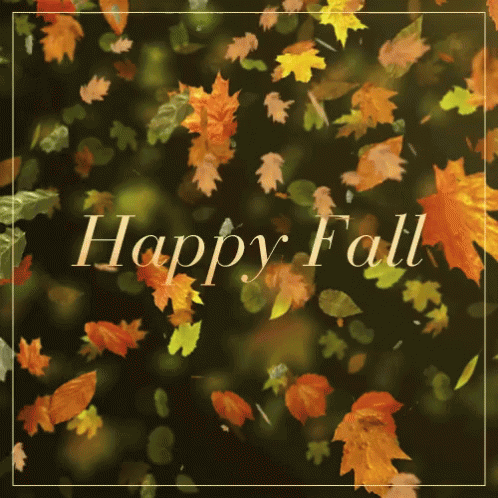 Happy Fall Greeting Card With Flying Leaves