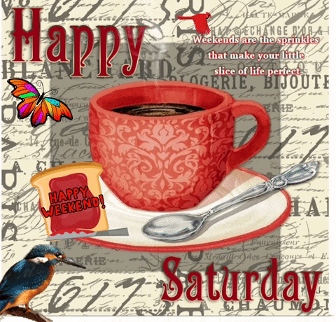 Happy Fall Saturday Red Cup With Coffee GIF