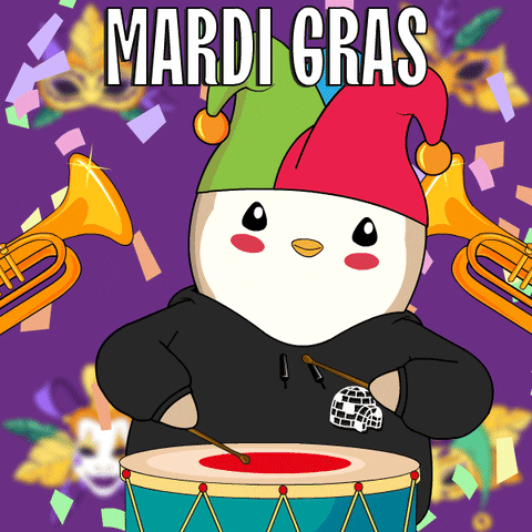 Happy Fat Tuesday Penguin Drumming GIF
