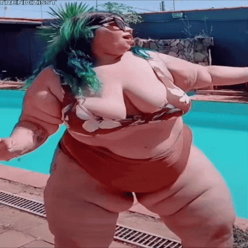 Happy Fat Woman Dancing GIF