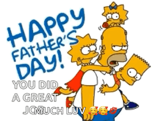Happy Father's Day Homer Simpson Carrying Bart and Lisa