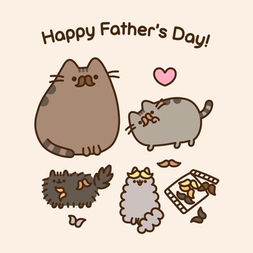 Happy Father's Day Pusheen Cat Family GIF