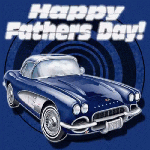 Happy Fathers Day Blue Vintage Car GIF