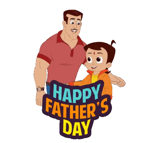 Happy Fathers Day Sign with Man and Boy