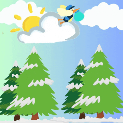 Happy February Snowy Pine Trees GIF