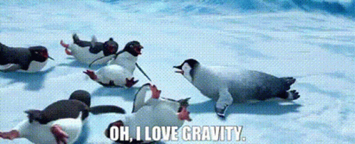 Happy Feet I Love Gravity Penguins GIF