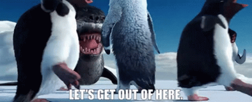 Happy Feet Let Get Out Of Here GIF