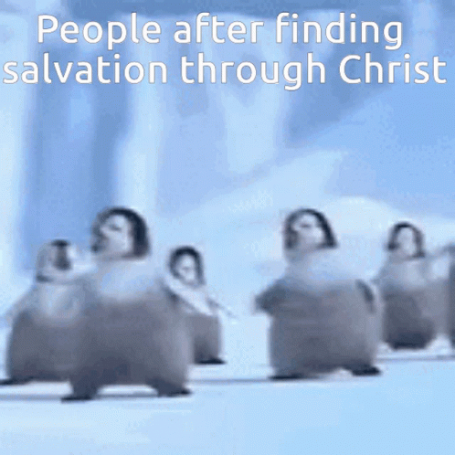 Happy Feet People After Finding Salvation Through Christ GIF