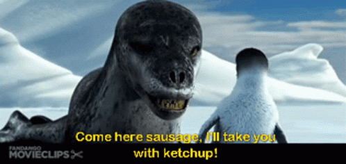 Happy Feet Seal Come Here Sausage GIF
