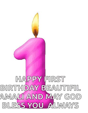 Happy First Birthday Amali With Pink Candle GIF