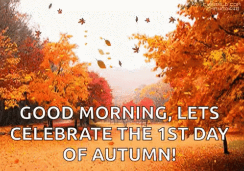 Happy First Day Of Autumn Falling Leaves GIF