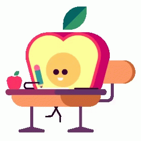 Happy First Day Of School Animated Apple Writing GIF