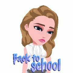 Happy First Day Of School Animated Girl Shaking Head GIF