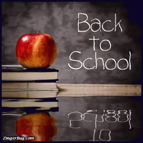 Happy First Day Of School Apple And Book On Water GIF