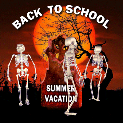 Happy First Day Of School Walking Skeletons GIF