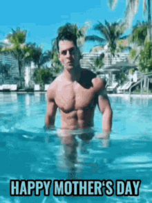 Happy First Mothers Day Guy In Pool GIF